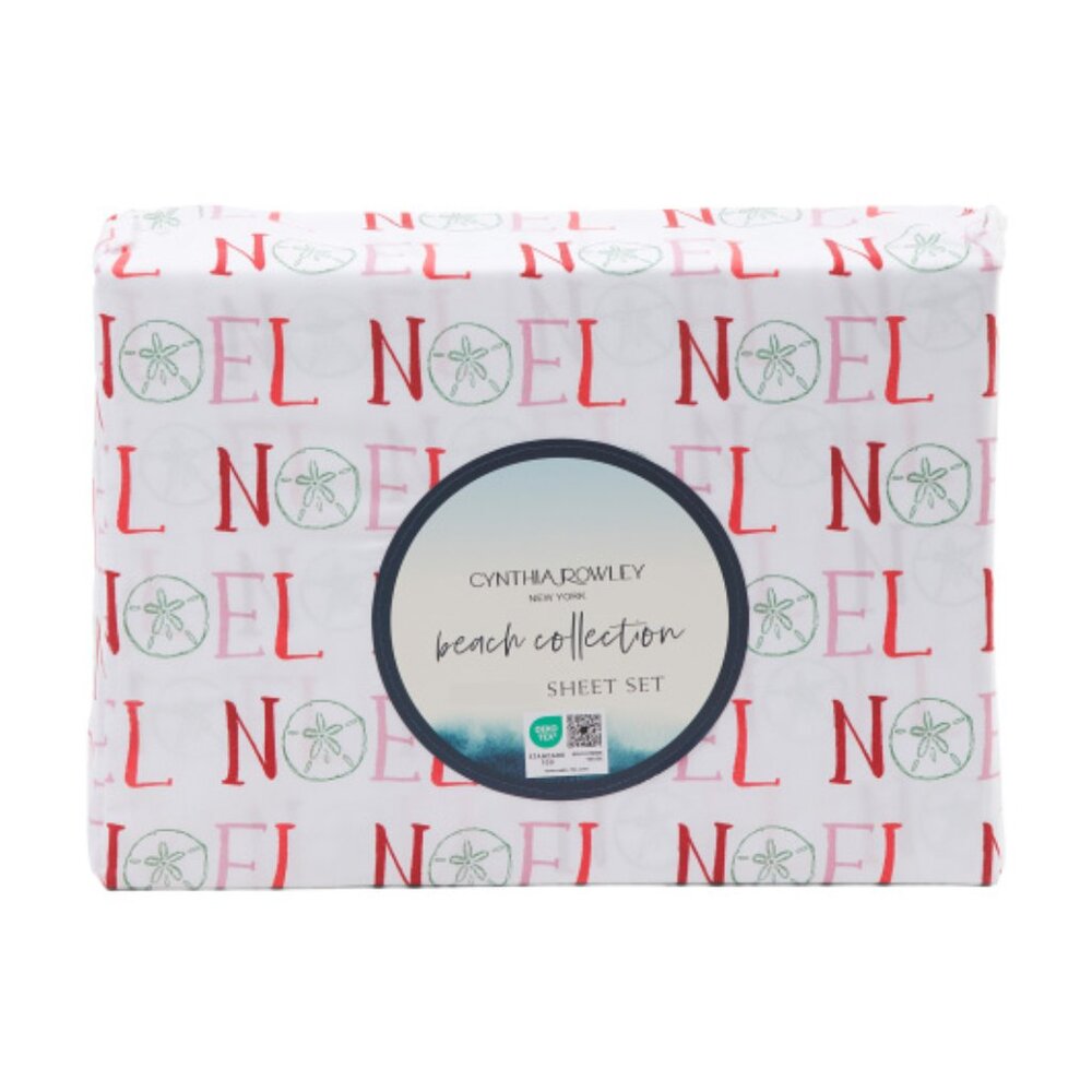 Cynthia Rowley Beach Collection Queen Sheet Set - Noel with Sand Dollar - NWT
